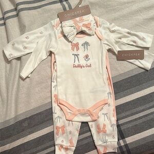 Chick Pea Pink and White Bodysuit with Cozy Design